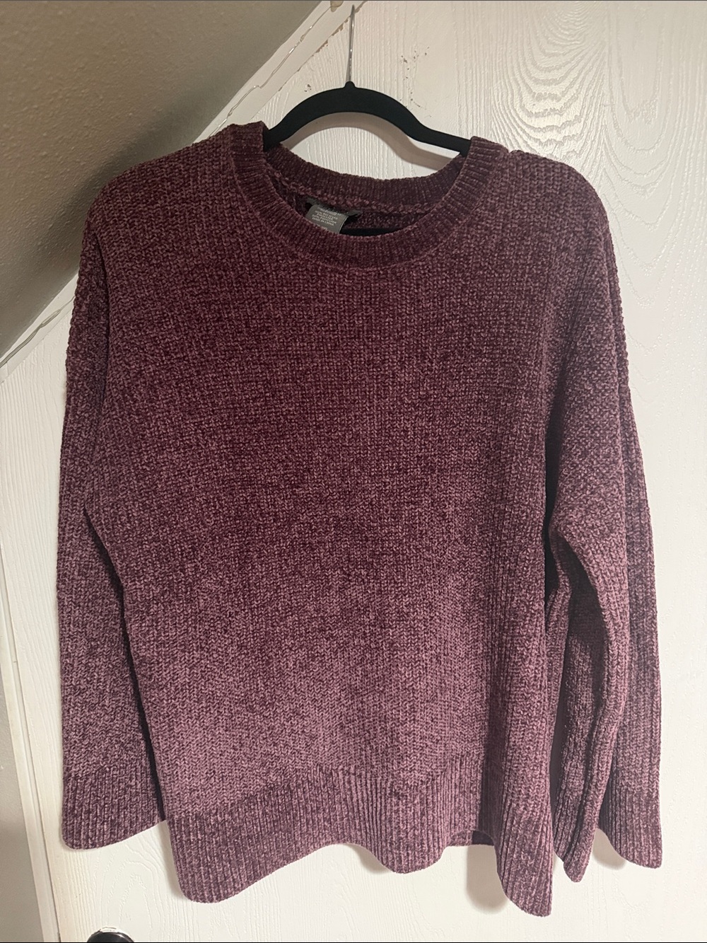 Cozy Chenille Crewneck Sweater - Deep Plum
